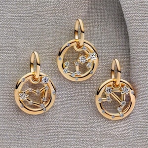 Eleganckie zawieszki zodiakalne, biżuteria ze znakami astrologicznymi do naszyjników lub bransoletek, zawieszki zodiakalne z cyrkoniami, idealny prezent dla żony/mamy
