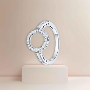 Elegant  Ladies Ring with Sparkling Cubic Zirconia, Womens ring, silver ring, perfect gift for wife/mum, halo circle pave ring