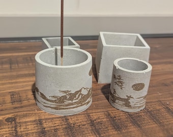 Cement Incense Holder With Incense - Optional Personalization and Colors