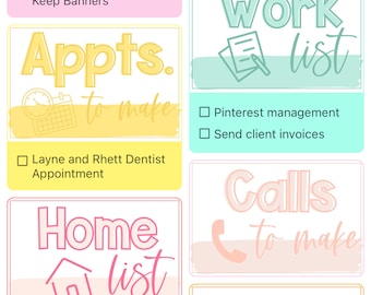 May include: A colorful digital planner with a list of tasks to do, reminders, work, appointments, home, gift ideas, packing, and gifts. The planner is organized into a grid of colorful squares with different icons and text.