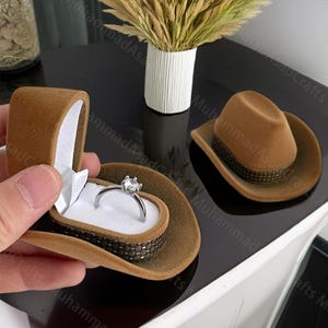 Cowboy Hat Ring Box Earring Box,Western Hat Ring Box,Pocket Size Ring Box,Men Wedding Ring Box,Jewelry Ring Box,Engagement Wedding Ring Box