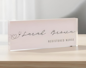 Custom RN Desk Name Plate, Personalized Nurse Gift, Acrylic Desk Sign, Registered Nurse Office Decor, New Nurse Graduation Gift, Nameplate