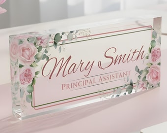 Name Plate For Women– Personalized Office Acrylic Desk Sign - Professional Gift