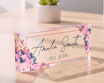 BSN RN Graduation Gift | Acrylic Desk Name Plate for Nurse Graduates