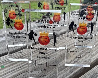 Personalized Basketball Trophy, Custom Acrylic MVP Award, Basketball Coach Gift, Sports Trophy for kids, Engraved MVP Plaque