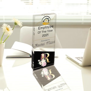 Custom Clear Award Plaque - Employee Appreciation Trophy - Personalized Corporate Trophee Award Plaque, Employee Of The Year Acrylic Plaque