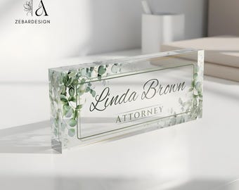Personalized Acrylic Desk Name Plate – Custom Office Name Sign