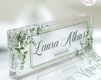 Customized Desk Name Plaque, Desk Name Plate, Clear Acrylic Glass Name Plate, Personalized Acrylic Name Block, Office Desk Decor
