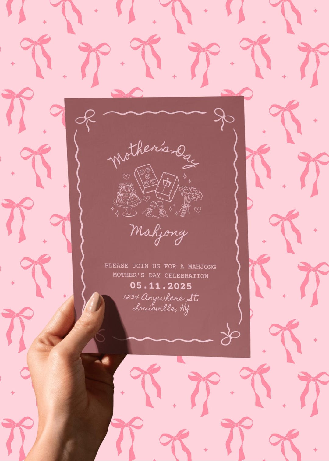 EDITABLE Mahjong Mother's Day Brunch Invitation Mother's Day Brunch ...