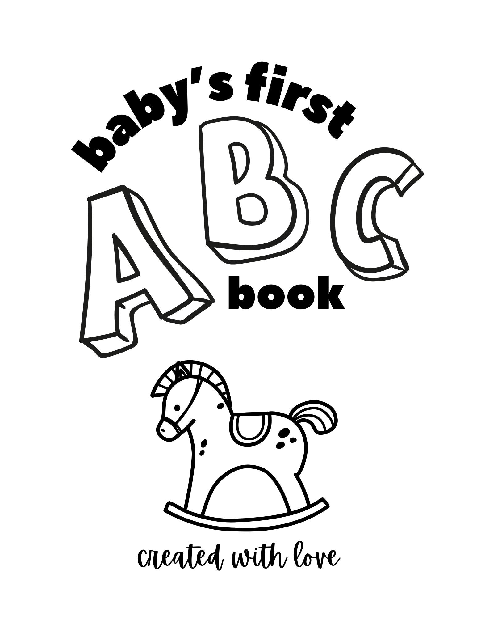 Baby's First ABC Book, Baby Shower Alphabet Book, Baby Shower Coloring Book, Instant Download