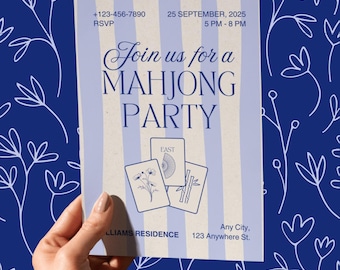EDITABLE Mahjong Invitation Mahjong Party Invite Mahjong Party Evite Template