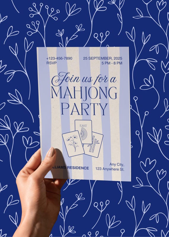 EDITABLE Mahjong Invitation Mahjong Party Invite Mahjong Party Evite Template