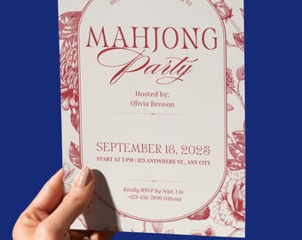 EDITABLE Mahjong Invitation Mahjong Party Evite Mahjong Party Invite Template