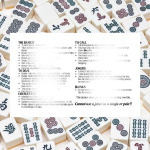 AFDRUKBARE Mahjong-spiekbriefje Amerikaanse Mahjong-regelskaart Mahjong voor beginners Direct downloaden