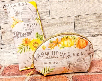 farmhouse eyeglass sunglass case with zippered pouch set farm fresh theme