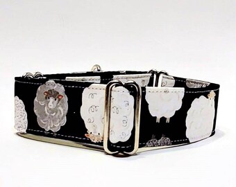 Martingale collar with barnyard sheep greyhound galgo sighthound whippet dog collar large dog collar