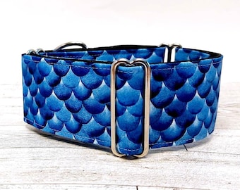 Martingale collar Tag Buckle collar Gorgeous Blue Scallops greyhound galgo sighthound whippet