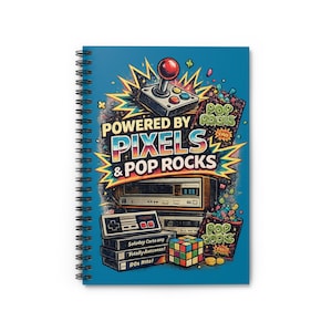 Retro Gaming Cassette Rubik Arcade 1980s Powered by Pixels & Pop Rocks Spiral Notebook