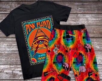 Pink Floyd  Pajamas Set, Pink Floyd Couple Pajamas Set, Pink Floyd Pajamas Set For Adult, Vintage Pink Floyd Tshirt Halloween For Fans