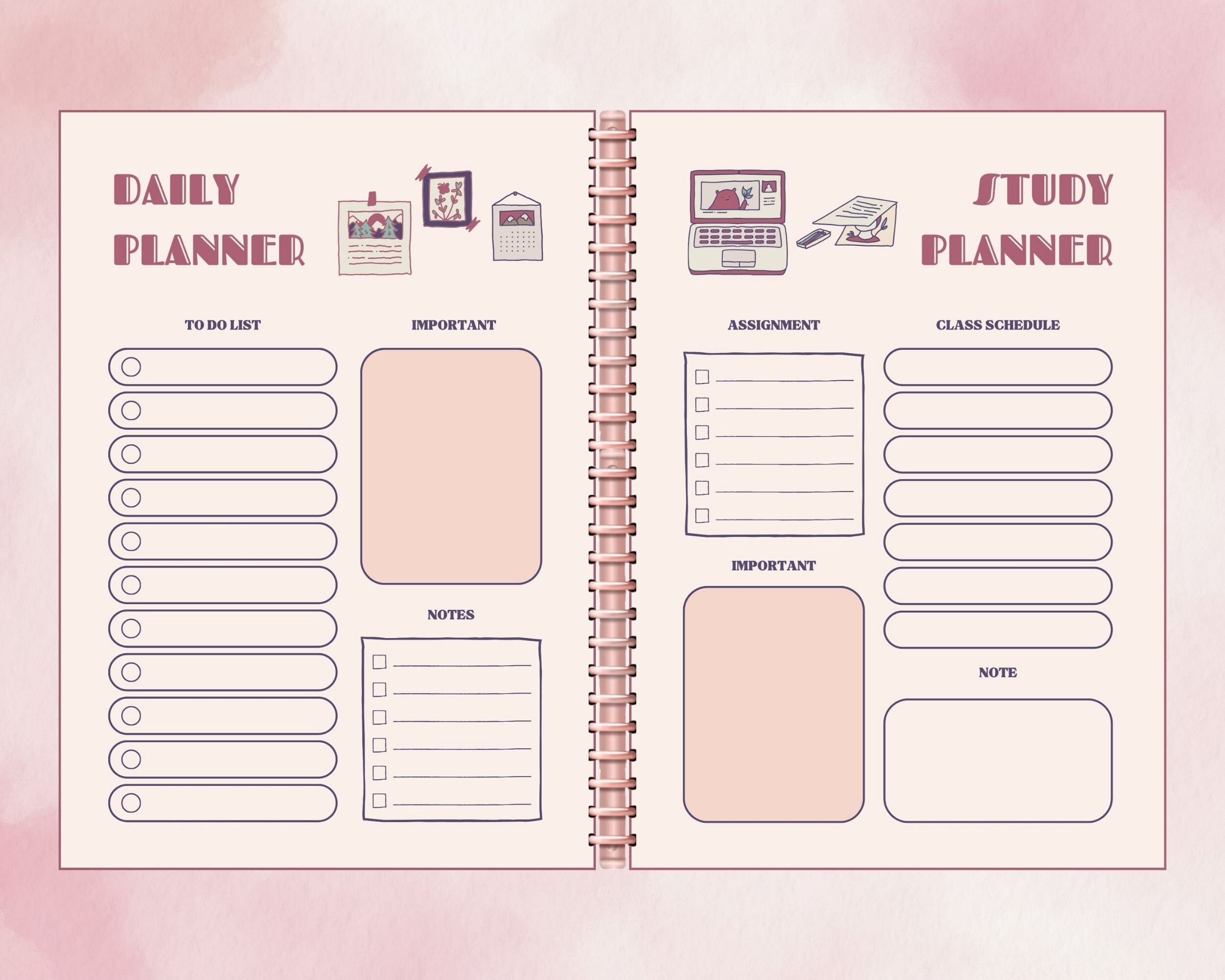 Printable Planner Bundle, Daily Weekly Monthly Yearly, Minimal Undated ...