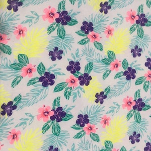100% Cotton Jersey Fabric Bright Floral Perfect for kids Printed Jersey Material Flowers Printed Fabric Tropical Flowers