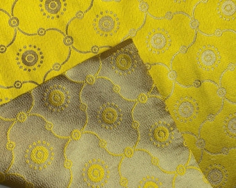 Yellow / Gold Morrocan Lantern  Fabric Woven Jacquard Brocade Scrapbooking Metallic Indian Brocade Double-Sided Banarasi