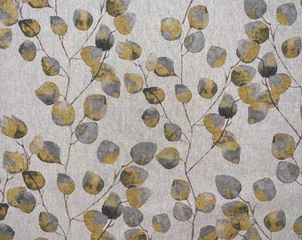 Gelbe Ocker Eukalyptus Blätter Baumwolle Leinenoptik Polsterstoff 138 cm / 54 '' Kissen Tasche machen Floral