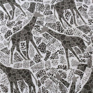 Grey Giraffe Flannel Winceyette Fabric 100% Cotton Soft Brushed Flannelette 110cm Wide Kids Dressmaking Brushed Cotton Fabric