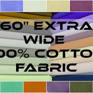 60&quot; Extra Wide Plain Craft Cotton Fabric Quilting Patchwork Dressmaking 100% Cotton Fabric