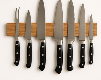 Magnetische messenhouder, eikenhout | Magnetische houten messenhouder | Messenblok voor wandmontage | Keukenmessenhouder | Massief hout, modern