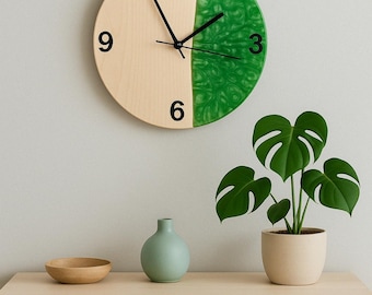 Wanduhr Holz Epoxidharz | Design Uhr modern | Uhr aus Ahorn | Handmade Wanduhr | Wohnzimmer Deko | Geschenkidee