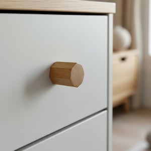 Octagonal oak furniture knob | Wooden furniture knob | Wooden drawer knob | Furniture handle | Modern minimalist | Wooden furniture handle