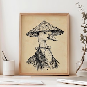 Muurkunst Aziatische gans Vintage ganskunst Japanse kunst Print vintage Japanse kunst Trendy muurkunst