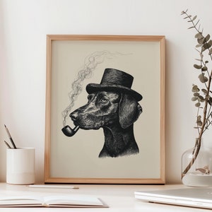 Smoking Dog Wall Art Funny Dog Poster Vintage Dog Art Cute Dog Wall Art Dog Print  Trendy Wall Art Funny Dog Wall Art