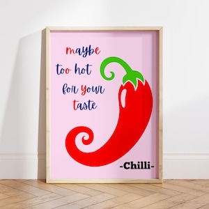 Funny Hot Chilli Pepper Kitchen Print: Minimalist Food Quote Art