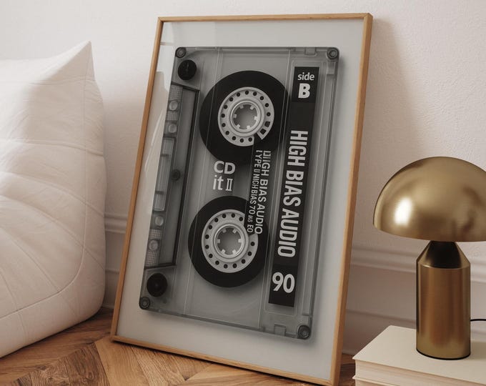 Retro Cassette Tape Print – Vintage Music Lover Wall Art Decor