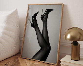 Black Heels Fashion Photography Print: Modern Vogue Wall Art
