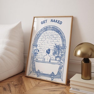 Arte de pared para baño con diseño de desnudos, impresión artística vintage para baño, impresión estética para decoración de baño