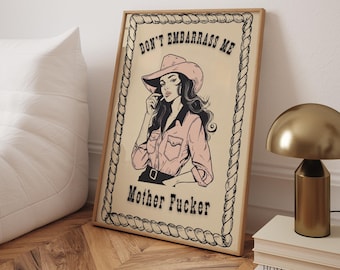 Vintage Cowgirl Art Print: Wild West Decor