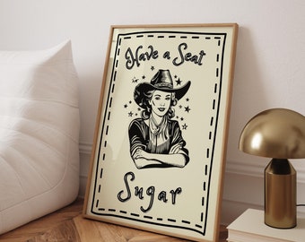 Haben Sie ein Sitzplatz Poster Cowgirl Badezimmer Wandkunst Western Cowgirl Druck Wilder Westen Kunst Vintage Cowgirl westlichen Badezimmer Druck digitaler Download