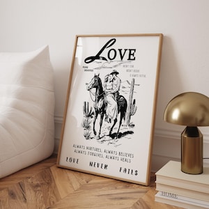 Love Is Scripture Artwork Cowboy Print Motivationszitat Poster Cowboy Paar Southwestern Decor