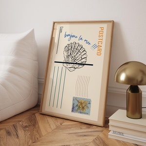 Postkarte Muschel Wand Kunst Küsten Wand Kunst Vintage Küsten Poster Trendige Wand Kunst Strand Haus Küche Kunstdruck