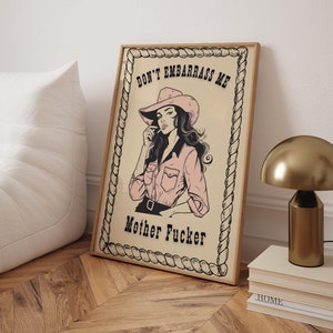 Western Cowgirl Print Wild West Art Vintage Cowgirl Art Western Wall Decor Western Art Print