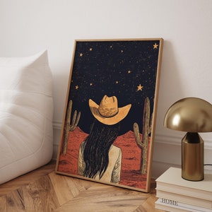 Retro Cowgirl Print: Vintage Western Wall Art (Digital Download)