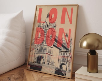 London Wall Art , Tower Bridge Print Minimalist Wall Art , Trendy Wall Art , Vintage Wall Art