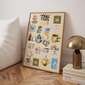 Tee Liebhaber Wand Kunst Küche Wandkunst Küche Poster Trendy Food Poster Teeliebhaber Geschenk Teeparty Poster Teekanne Bar Warenkorb Kunstdruck