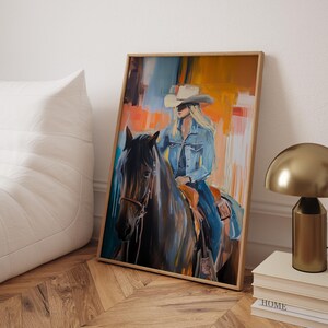 Vintage cowgirl-print: retro kunst aan de westelijke muur