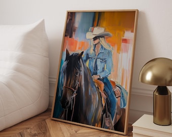 Vintage Cowgirl Print: Retro Western Wall Art
