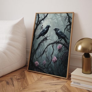 Raven Vintage Poster | Gothic Victorian Crow Art | Dark Academia Wall Print | Occult Raven Art for Home Decor