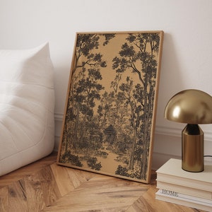 Antique Canvas Sketch Art Vintage Landscape Sketch Wall Art Neutral Home Decor